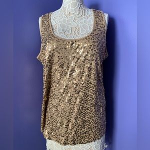 NWT APT 9 Kohls Festive Gold Bronze Sequin Tank Plus Size 1X